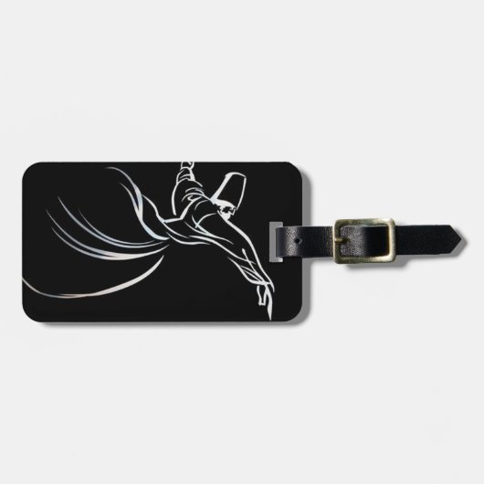 Derbische Linie Zeichnend Kalligrapie-Stil in Weiß Gepäckanhänger (Vorderseite horizontal)