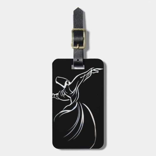 Derbische Linie Zeichnend Kalligrapie-Stil in Weiß Gepäckanhänger (Vorderseite vertikal)