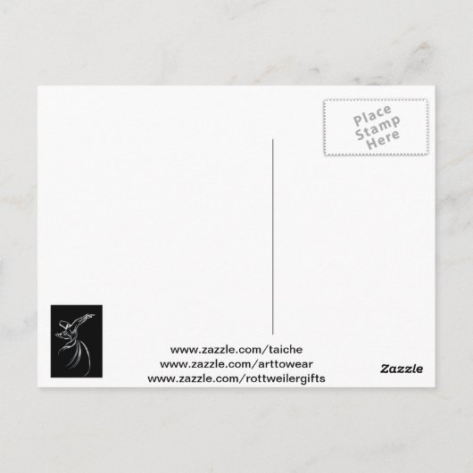 Derbische Linie Zeichnend Kalligrapie-Stil in Weiß Postkarte (Rückseite)