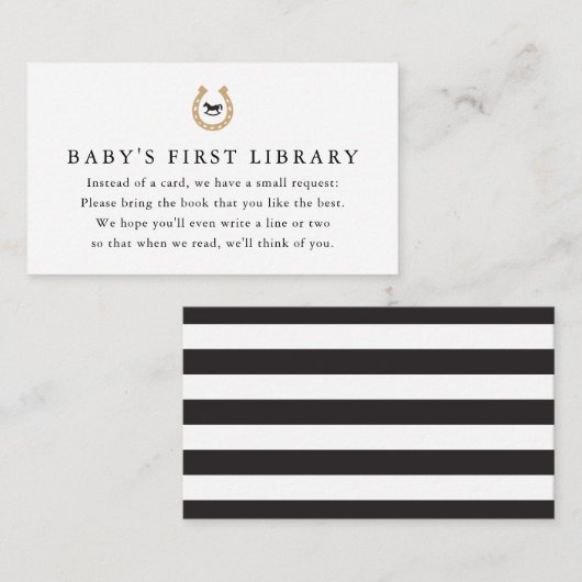 Derby Baby Shower Book Request Baby's 1st Library Begleitkarte (Vorne/Hinten)