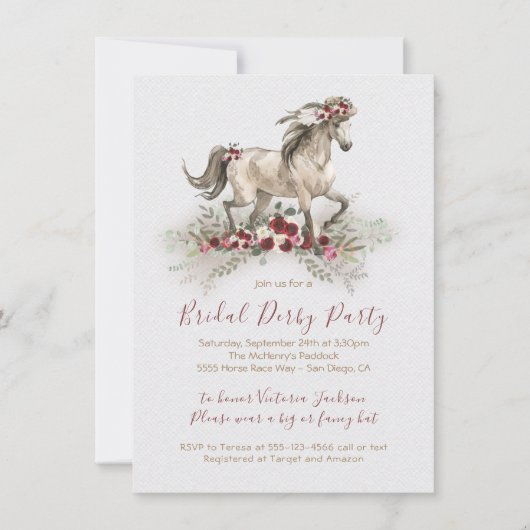 Derby-Brautparty Einladung (Vorderseite)