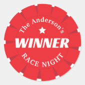 Derby Day First Place Gewinner Reitschiff Rosette Runder Aufkleber (Vorderseite)