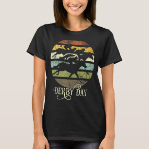 Derby Day Horse Racing Kentucky Retro Sunset Dista T-Shirt
