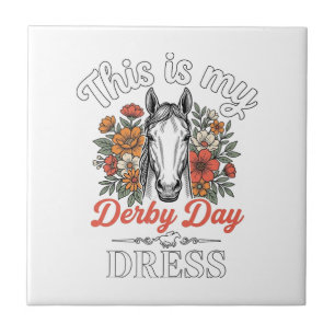 Derby Day Pferd Blumen Vintage Hemd Design Fliese