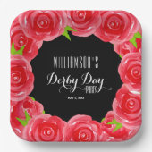 Derby Day Rote Rosen Pappteller (Vorderseite)
