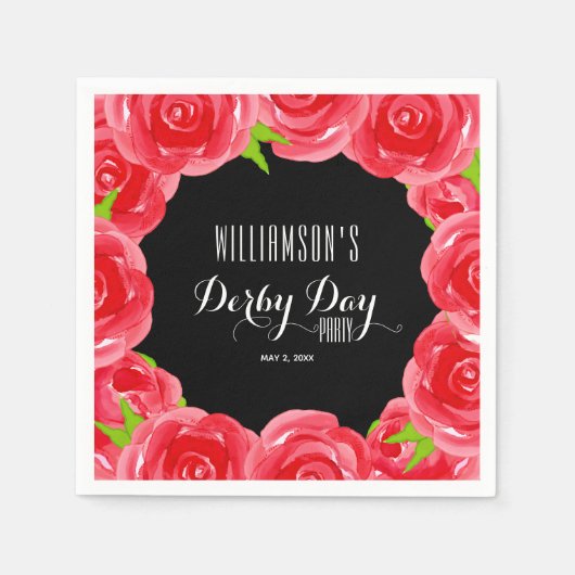 Derby Day Rote Rosen Serviette (Vorderseite)