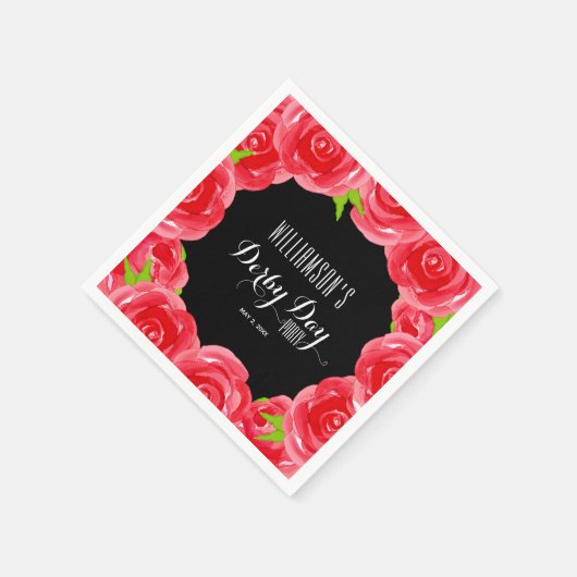 Derby Day Rote Rosen Serviette (Ecke)