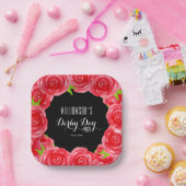 Derby Day Rote Rosen Square Pappteller (Party)