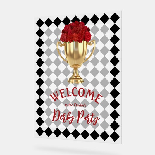 Derby Day Trophy und Rose Willkommen Acrylschild (Winkel)