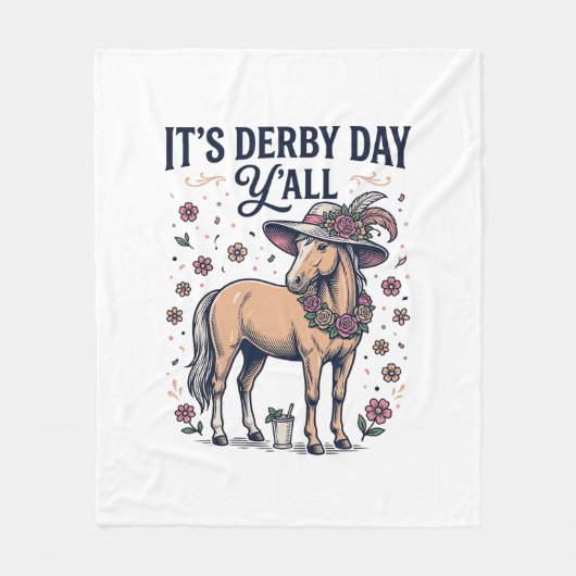 Derby Day Y'all Pferd Blumenhut Fleecedecke (Vorderseite)