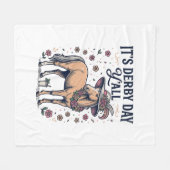 Derby Day Y'all Pferd Blumenhut Fleecedecke (Vorderseite (Horizontal))