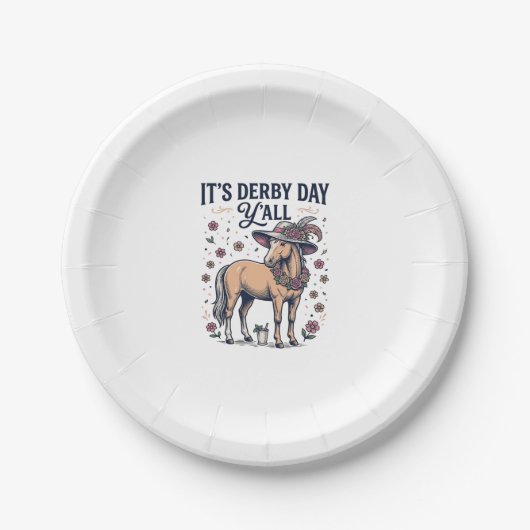 Derby Day Y'all Pferd Blumenhut Pappteller (Vorderseite)