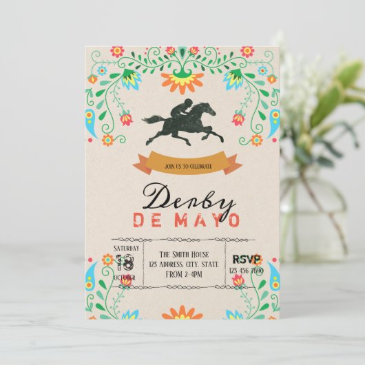 Derby de Mayo Party Einladung (Stehend Vorderseite)