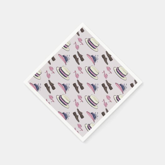 Derby Extravagant Hats and Shoes Pattern Preppy Serviette (Ecke)