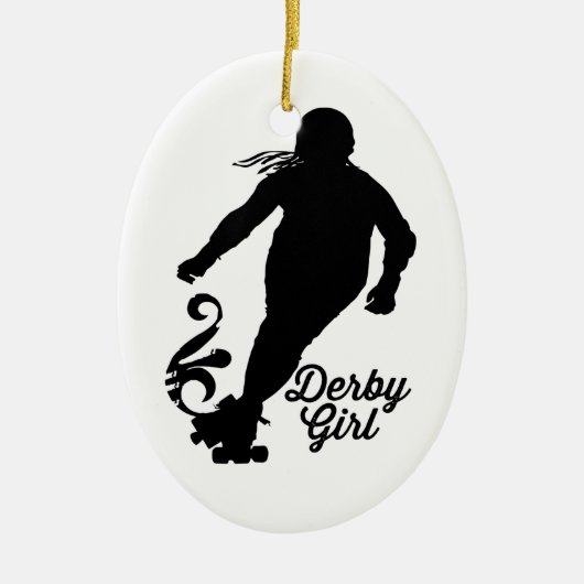 Derby Girl Silhouette, Roller Derby Skaten Keramik Ornament (Vorne)