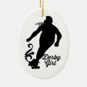 Derby Girl Silhouette, Roller Derby Skaten Keramik Ornament (Hinten)