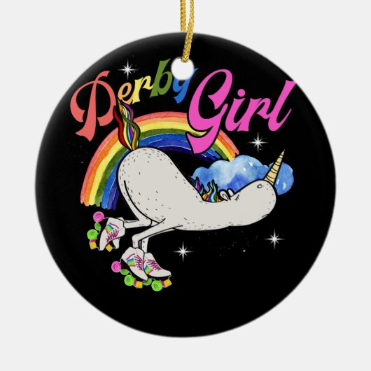 Derby Girl Unicorn Roller Skate Roller Derby Keramik Ornament (Vorne)