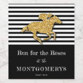 Derby Gold Racehorse and Jockey on Stripes Weinetikett (Einzelnes Label)