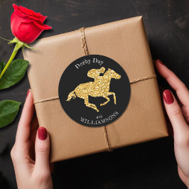 Derby Gold Racehorse auf Black Runder Aufkleber