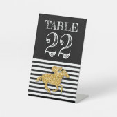 Derby Gold Racehorse und Jockey Tischnummer Sockelschild (Vorderseite)