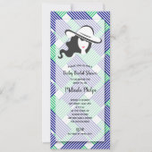 Derby Hat Brautparty Blue Green Einladung (Vorderseite)