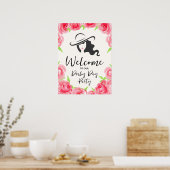Derby Hat Lady Silhouette and Roses Welcome Poster (Küche)