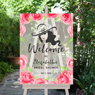 Derby Hat und Rose Brautparty Willkommen Acrylschild
