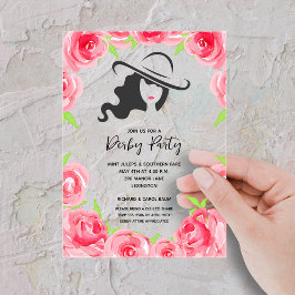 Derby Hat und Rose Derby Party Acryleinladungen
