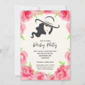 Derby Hat und Rose Derby Party Einladung (Vorderseite)
