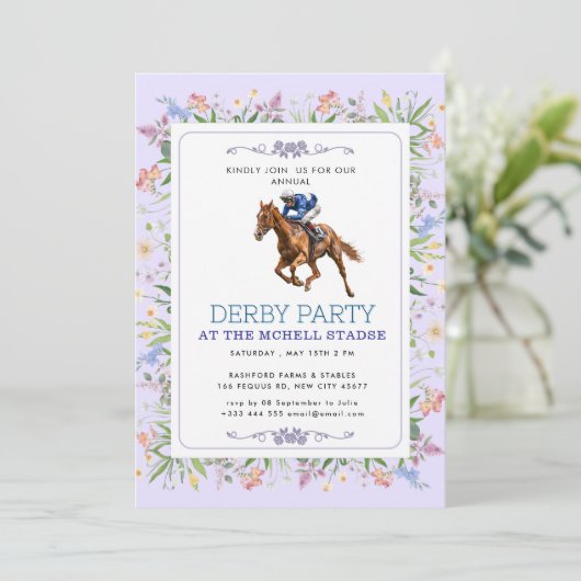 Derby Horse Racing Arts & Crafts holzgeschnittenes Einladung (Stehend Vorderseite)