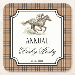 Derby horse racing elegant gingham party gifts rechteckiger pappuntersetzer