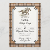 Derby horse racing party elegant gingham einladung (Vorderseite)