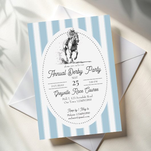 Derby horse racing party elegant stripes einladung
