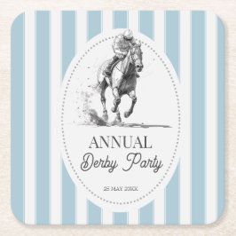 Derby horse racing party retro stripes monogrammed rechteckiger pappuntersetzer