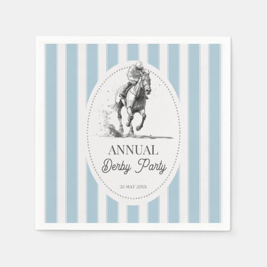 Derby horse racing party retro stripes monogrammed serviette (Vorderseite)