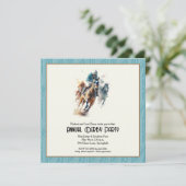 Derby Horses and Jockeys Aqua Party Einladung (Stehend Vorderseite)