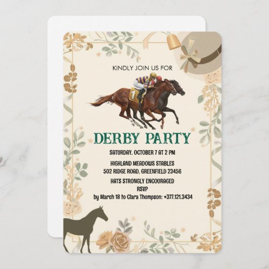 Derby Invitation Elegant Race Einladung (Vorne/Hinten)