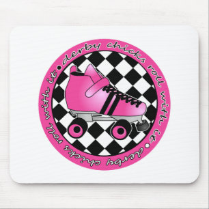 Derby-Küken-Rolle mit ihr - heißes Rosa Mousepad