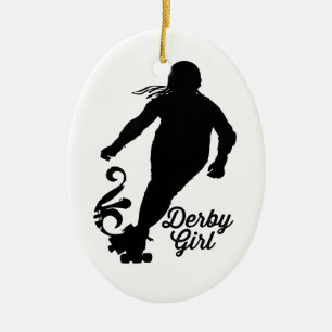 Derby-Mädchen-Silhouette, Rollen-Derby-Skaten Keramik Ornament