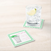 Derby Mint Julep Bar Rezpe Preppy Border Rechteckiger Pappuntersetzer (Vor Ort)