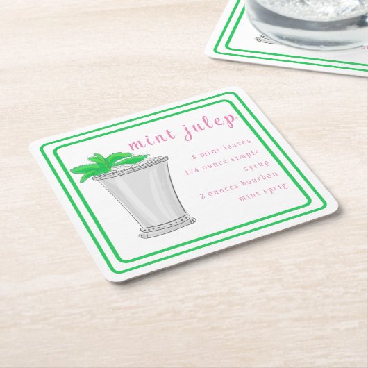 Derby Mint Julep Bar Rezpe Preppy Border Rechteckiger Pappuntersetzer (angewinkelt)