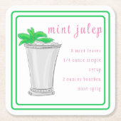 Derby Mint Julep Bar Rezpe Preppy Border Rechteckiger Pappuntersetzer (Vorderseite)