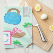 Derby Mint Julep Preppy Monogram Geschirrtuch (Viertel Falte)