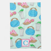 Derby Mint Julep Preppy Monogram Geschirrtuch (Vertikal)