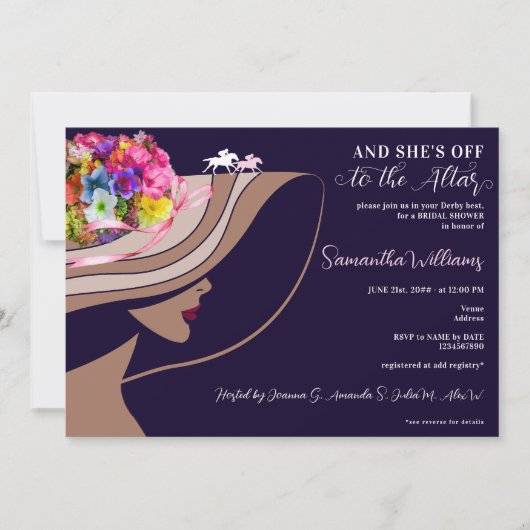 Derby Off to Altar Racing Brautparty Einladung (Vorderseite)
