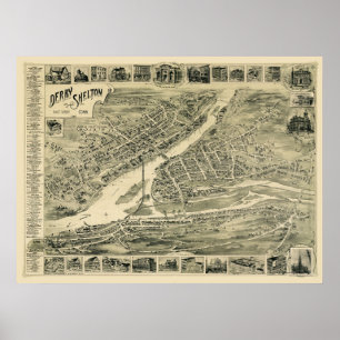 Derby, panoramische Karte CT - 1899 Poster