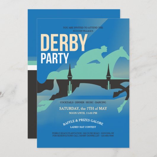 Derby-Party Einladung (Vorne/Hinten)