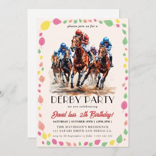 Derby Party Einladung (Vorne/Hinten)