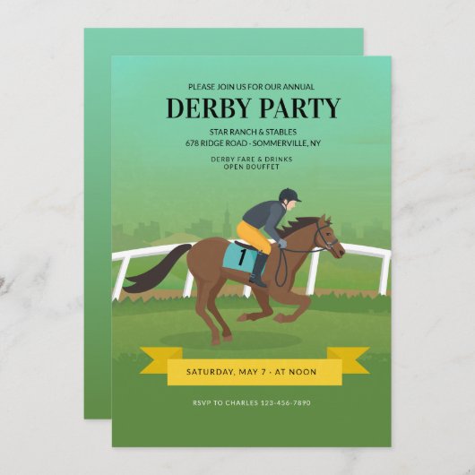 Derby Party Einladung (Vorne/Hinten)