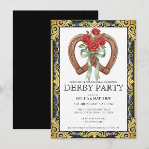 Derby-Party-Einladung Hufeisen Floral Elegant  Einladung